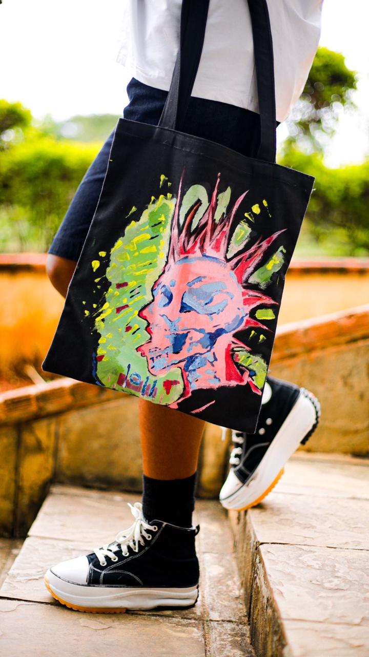 Black Canvas Tote Bag - Image 4